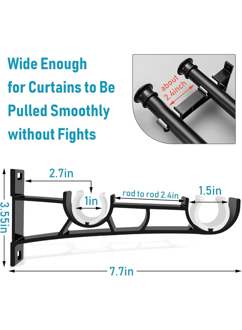 منزل الغابة عبوتان من حوامل قضبان ستائر قوية، حامل قضيب مزدوج للستائر والملابس، دعامة عمود معدنية سوداء مع مسامير – تتحمل حتى 22 رطلاً - Image 2